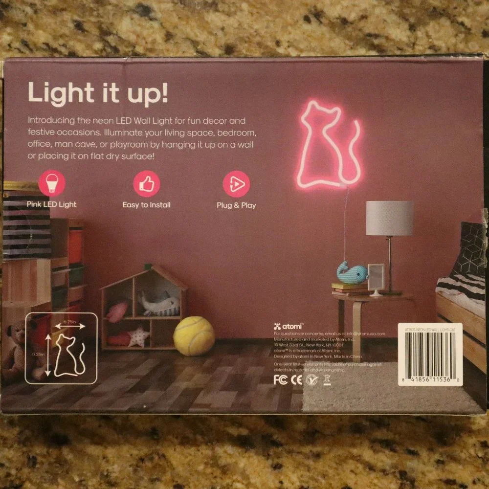 atomi USB-Powered Neon LED Wall Light - Pink Cat